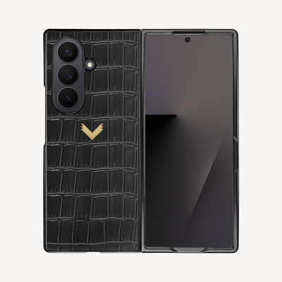 Samsung Z Fold 7 Phone Case, Calf Leather, Crocodile Texture