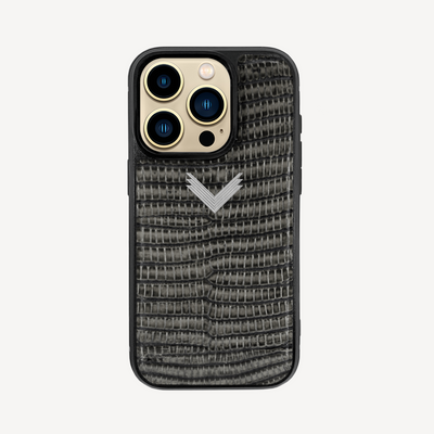 iPhone 14 Pro Phone Case, Calf Leather, Lizard Texture