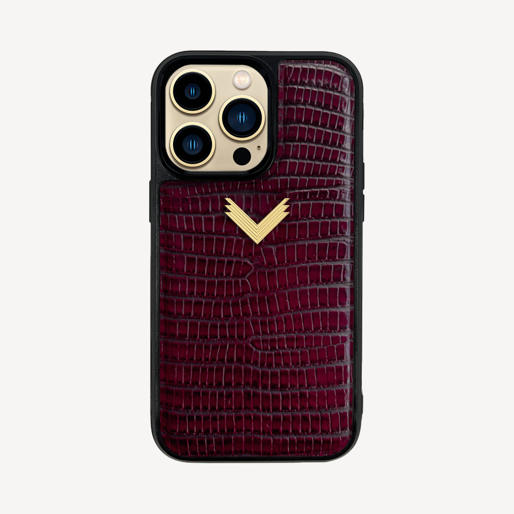 iPhone 14 Pro Max Phone Case, Calf Leather, Lizard Texture