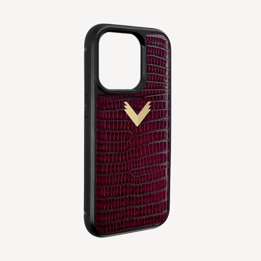 iPhone 14 Pro Max Phone Case, Calf Leather, Lizard Texture
