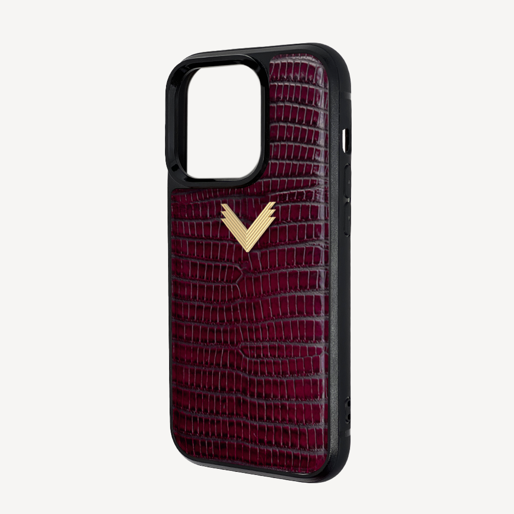 iPhone 14 Pro Max Phone Case, Calf Leather, Lizard Texture