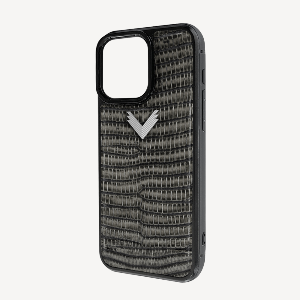 iPhone 14 Pro Phone Case, Calf Leather, Lizard Texture