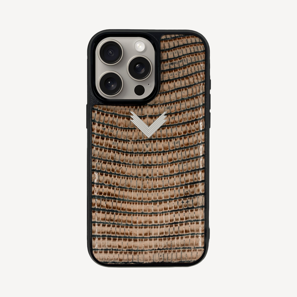 iPhone 15 Pro Max Phone Case, Calf Leather, Lizard Texture