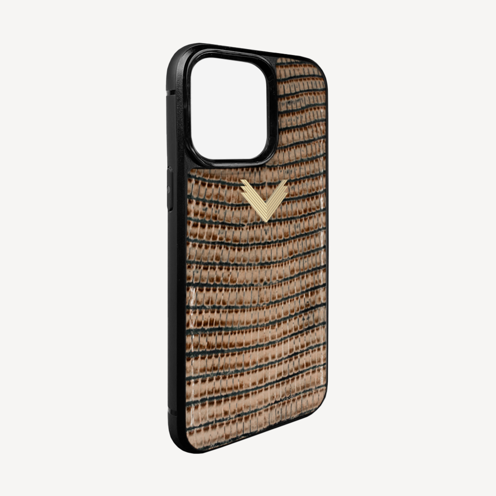 iPhone 14 Pro Phone Case, Calf Leather, Lizard Texture