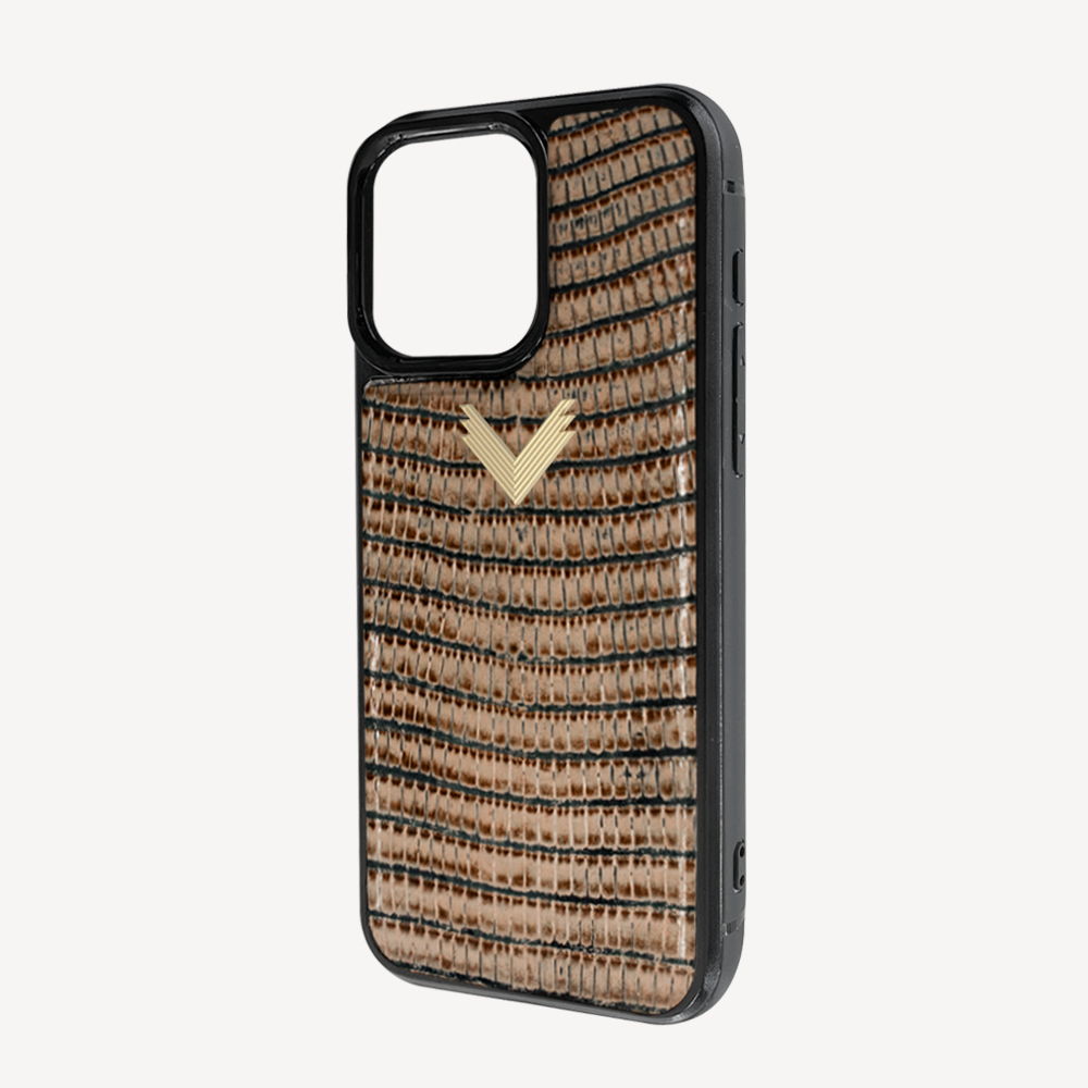 iPhone 14 Pro Phone Case, Calf Leather, Lizard Texture