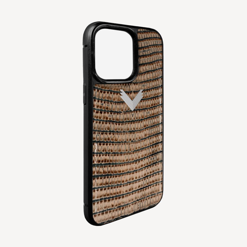 iPhone 14 Pro Phone Case, Calf Leather, Lizard Texture