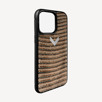 iPhone 14 Pro Phone Case, Calf Leather, Lizard Texture