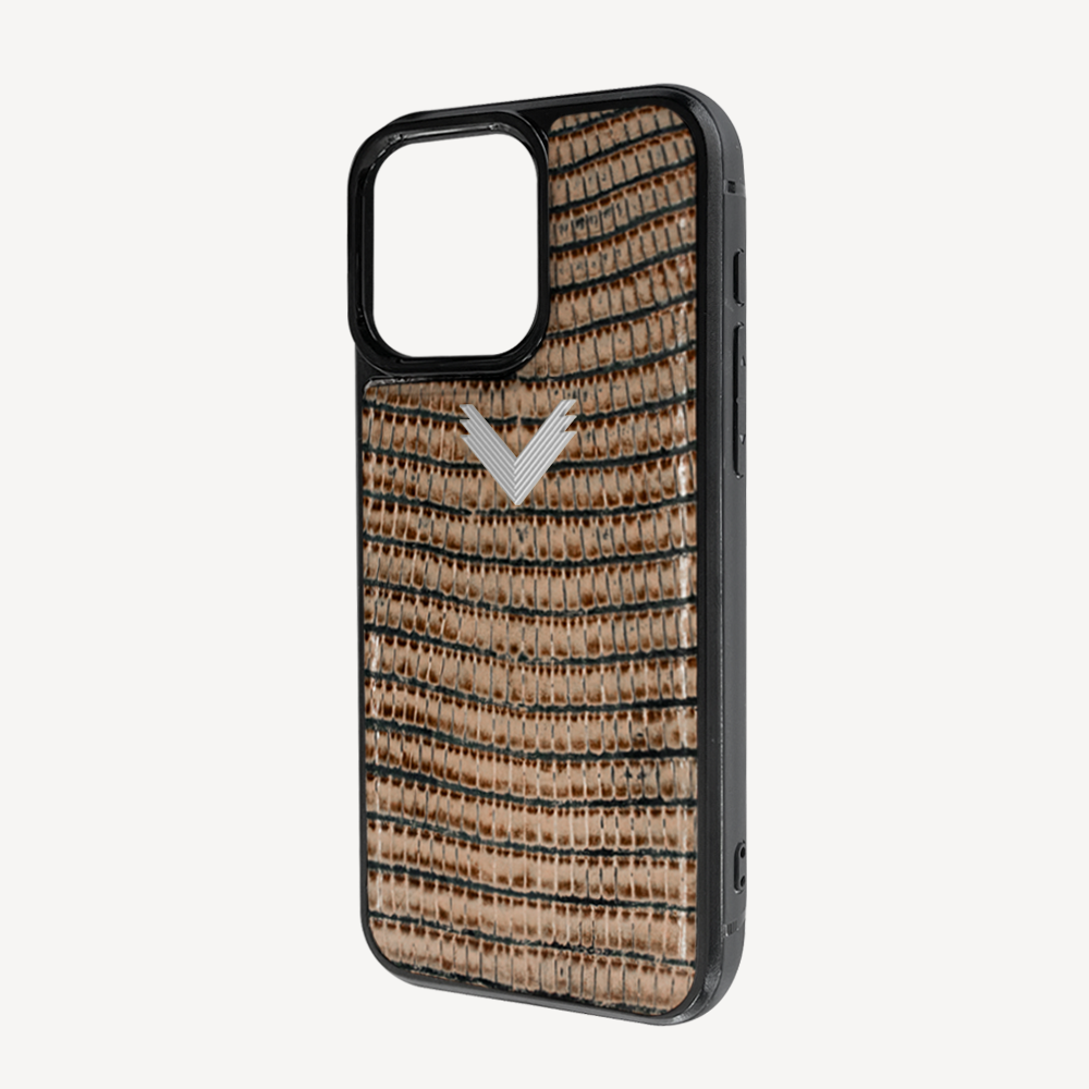 iPhone 14 Pro Phone Case, Calf Leather, Lizard Texture