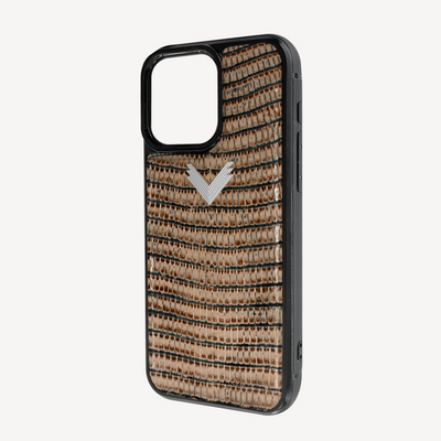 iPhone 14 Pro Phone Case, Calf Leather, Lizard Texture