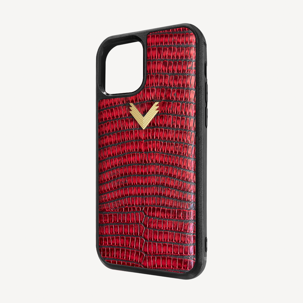 iPhone 11 Phone Case, Calf Leather, Lizard Texture