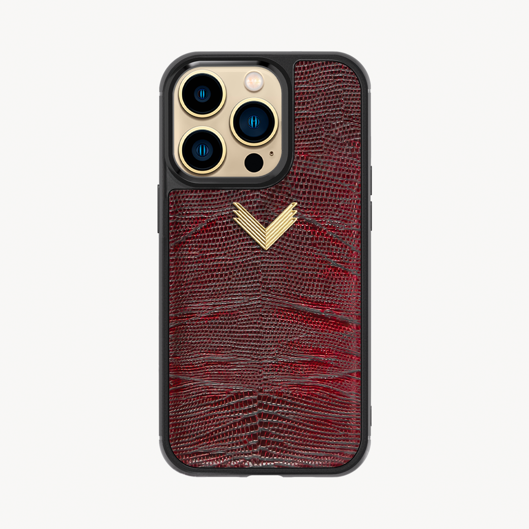 iPhone 13 Pro Phone Case, Calf Leather, Lizard Texture