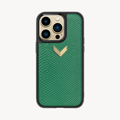 iPhone 14 Pro Phone Case, Calf Leather, Lizard Texture