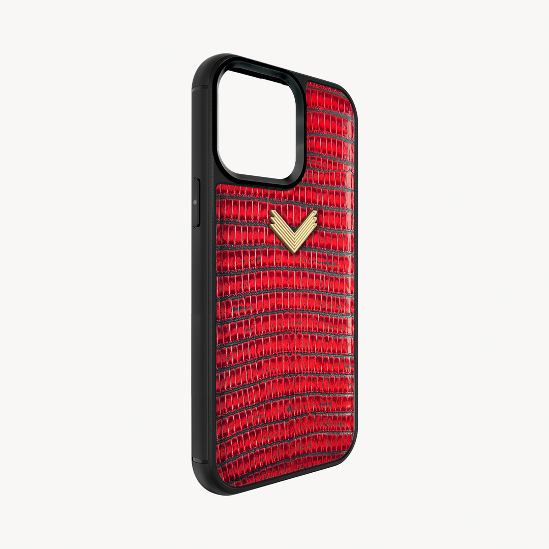 iPhone 14 Pro Phone Case, Calf Leather, Lizard Texture
