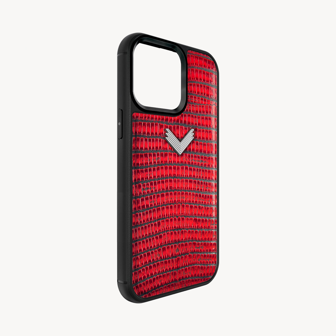 iPhone 14 Pro Phone Case, Calf Leather, Lizard Texture