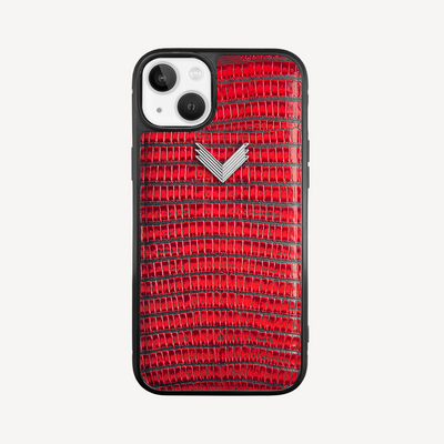 iPhone 14 Plus Phone Case, Calf Leather, Lizard Texture