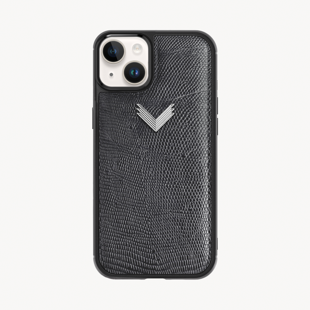 iPhone 15 Phone Case, Calf Leather, Lizard Texture