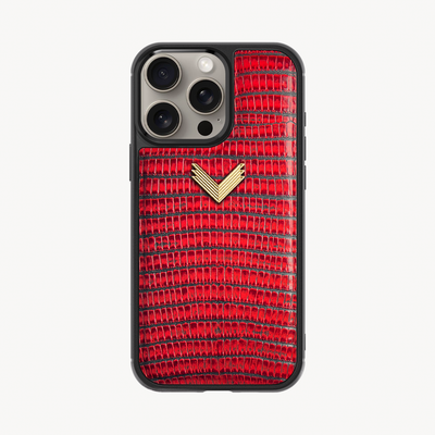 iPhone 14 Pro Phone Case, Calf Leather, Lizard Texture