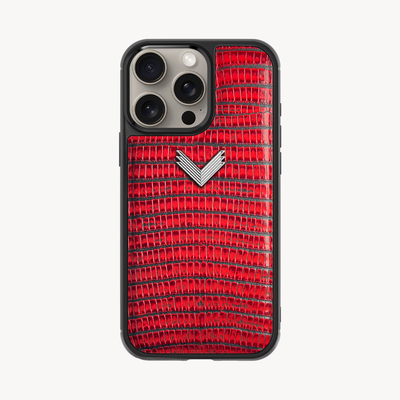 iPhone 14 Pro Phone Case, Calf Leather, Lizard Texture