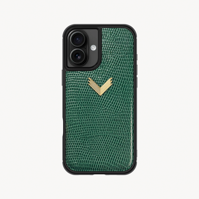 iPhone 16 Plus Phone Case, Calf Leather, Lizard Texture
