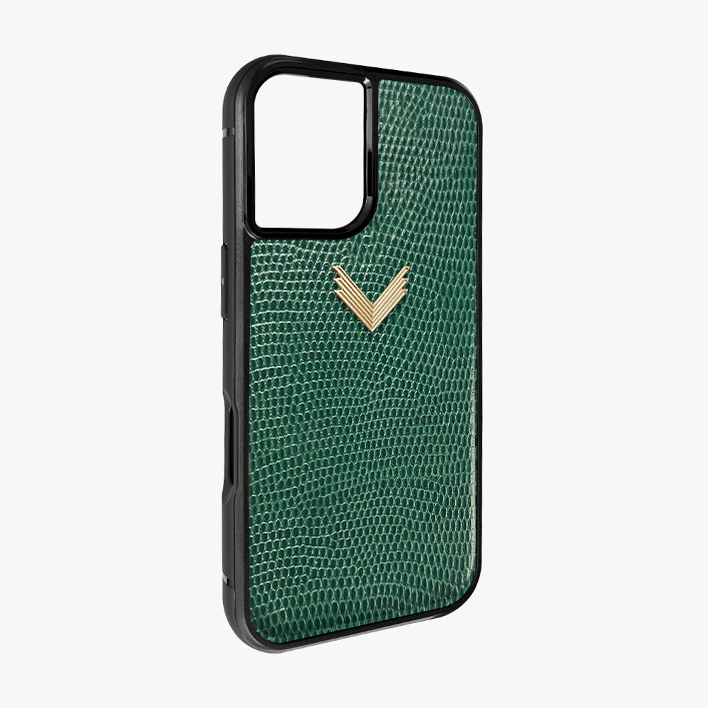 iPhone 16 Plus Phone Case, Calf Leather, Lizard Texture