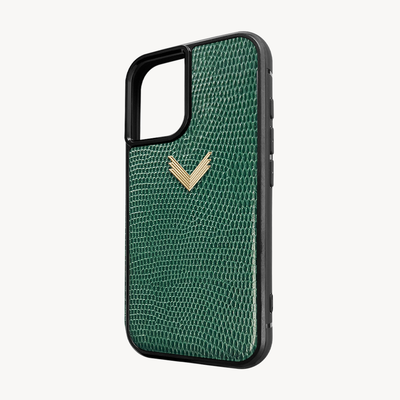 iPhone 16 Plus Phone Case, Calf Leather, Lizard Texture
