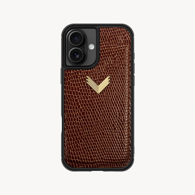 iPhone 16 Phone Case, Calf Leather, Lizard Texture
