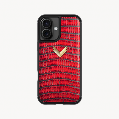 iPhone 16 Phone Case, Calf Leather, Lizard Texture