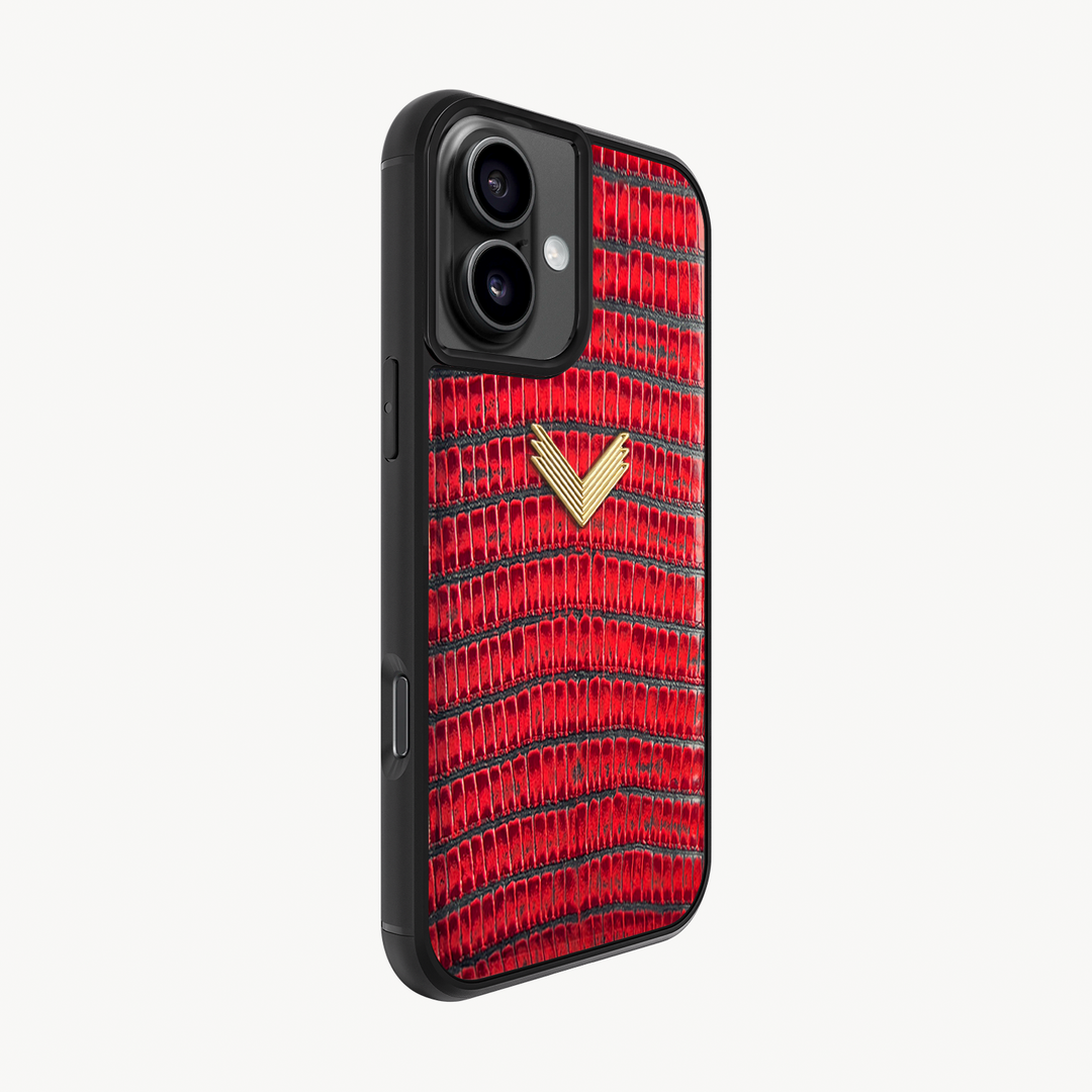 iPhone 16 Plus Phone Case, Calf Leather, Lizard Texture