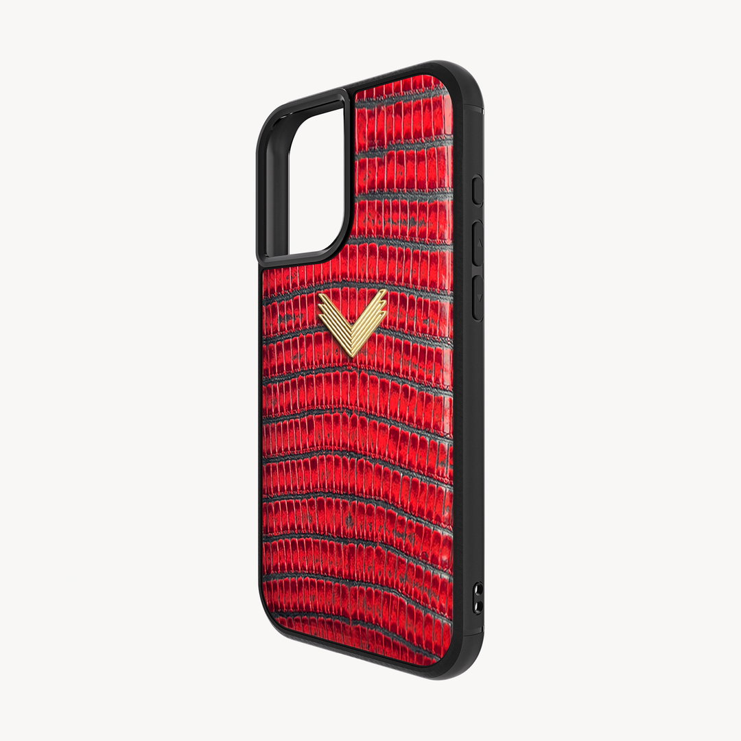iPhone 16 Plus Phone Case, Calf Leather, Lizard Texture