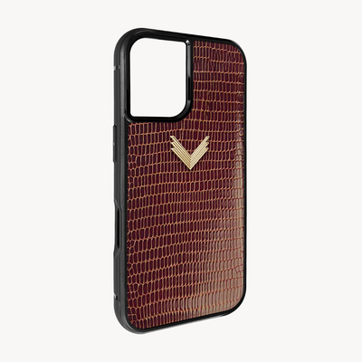 iPhone 16 Plus Phone Case, Calf Leather, Lizard Texture