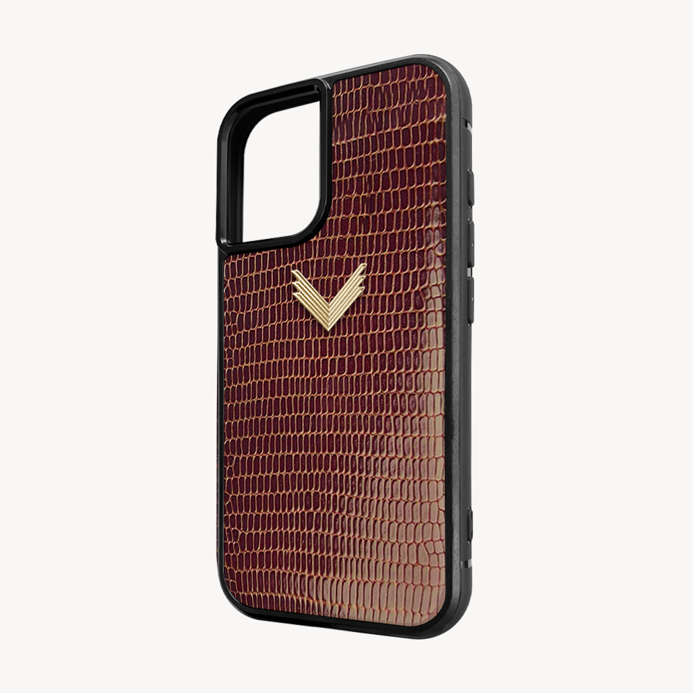 iPhone 16 Plus Phone Case, Calf Leather, Lizard Texture