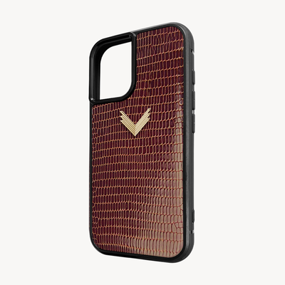 iPhone 16 Plus Phone Case, Calf Leather, Lizard Texture