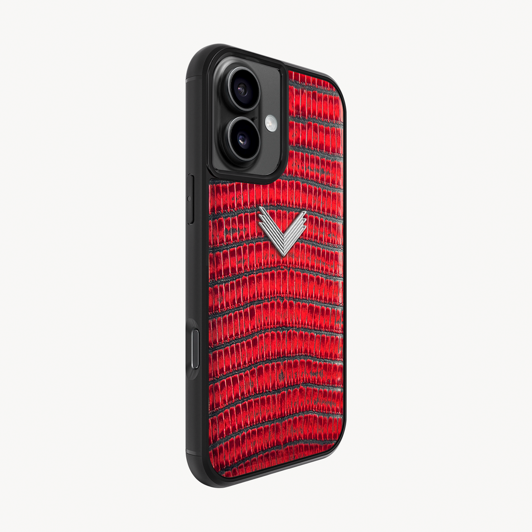 iPhone 16 Plus Phone Case, Calf Leather, Lizard Texture