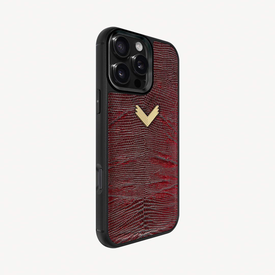iPhone 16 Pro Phone Case, Calf Leather, Lizard Texture