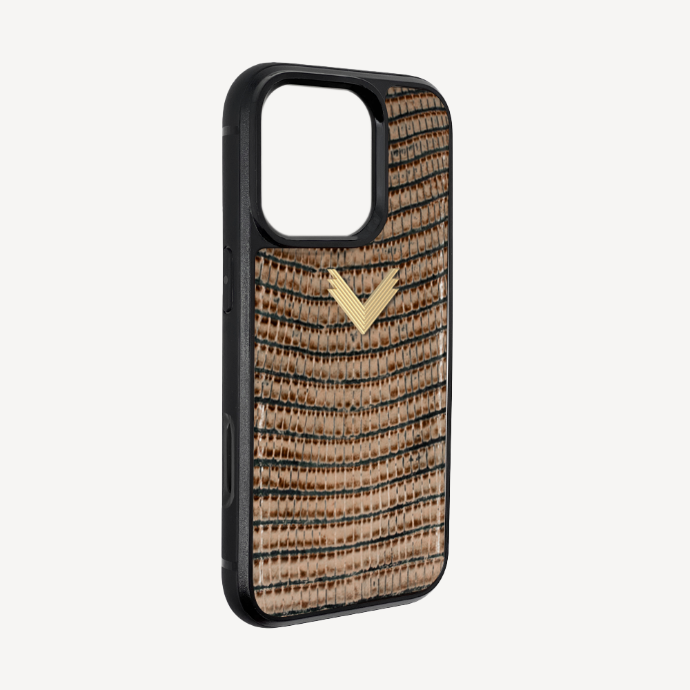 iPhone 16 Pro Phone Case, Calf Leather, Lizard Texture