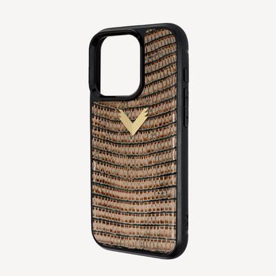 iPhone 16 Pro Phone Case, Calf Leather, Lizard Texture