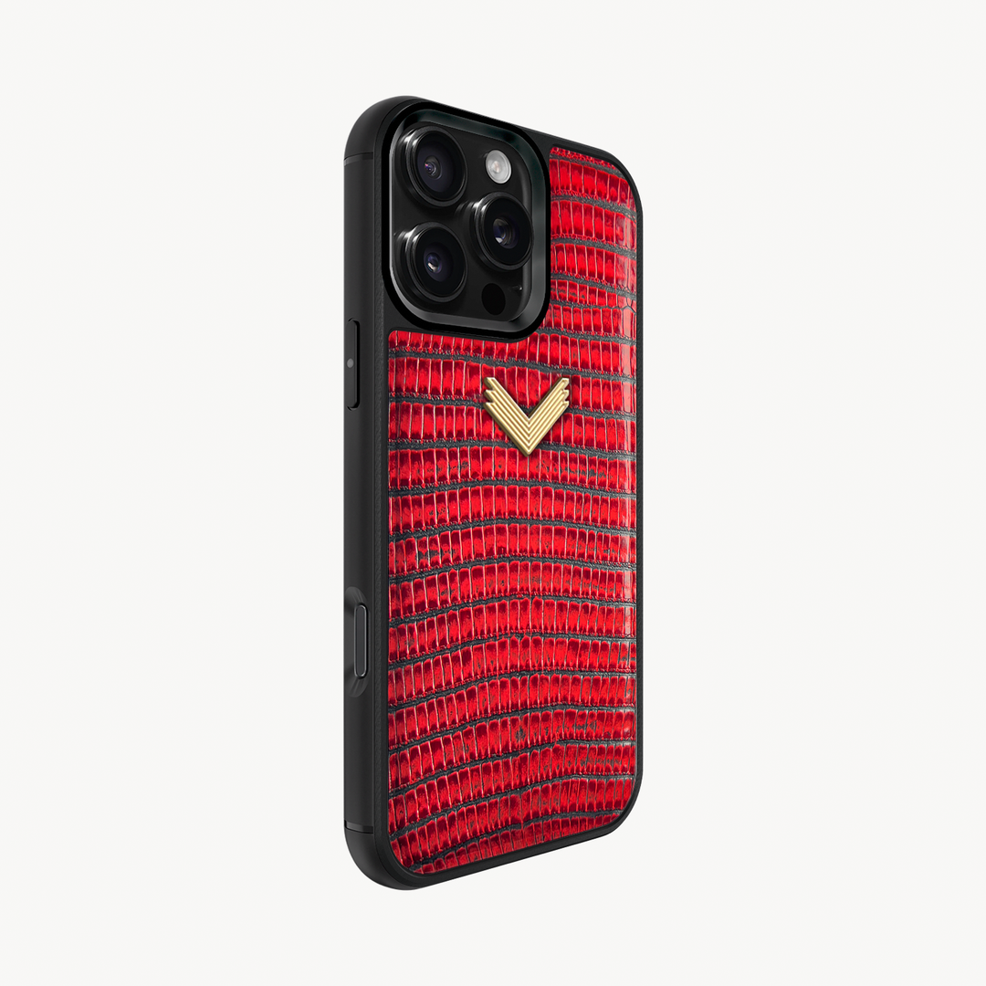 iPhone 16 Pro Phone Case, Calf Leather, Lizard Texture