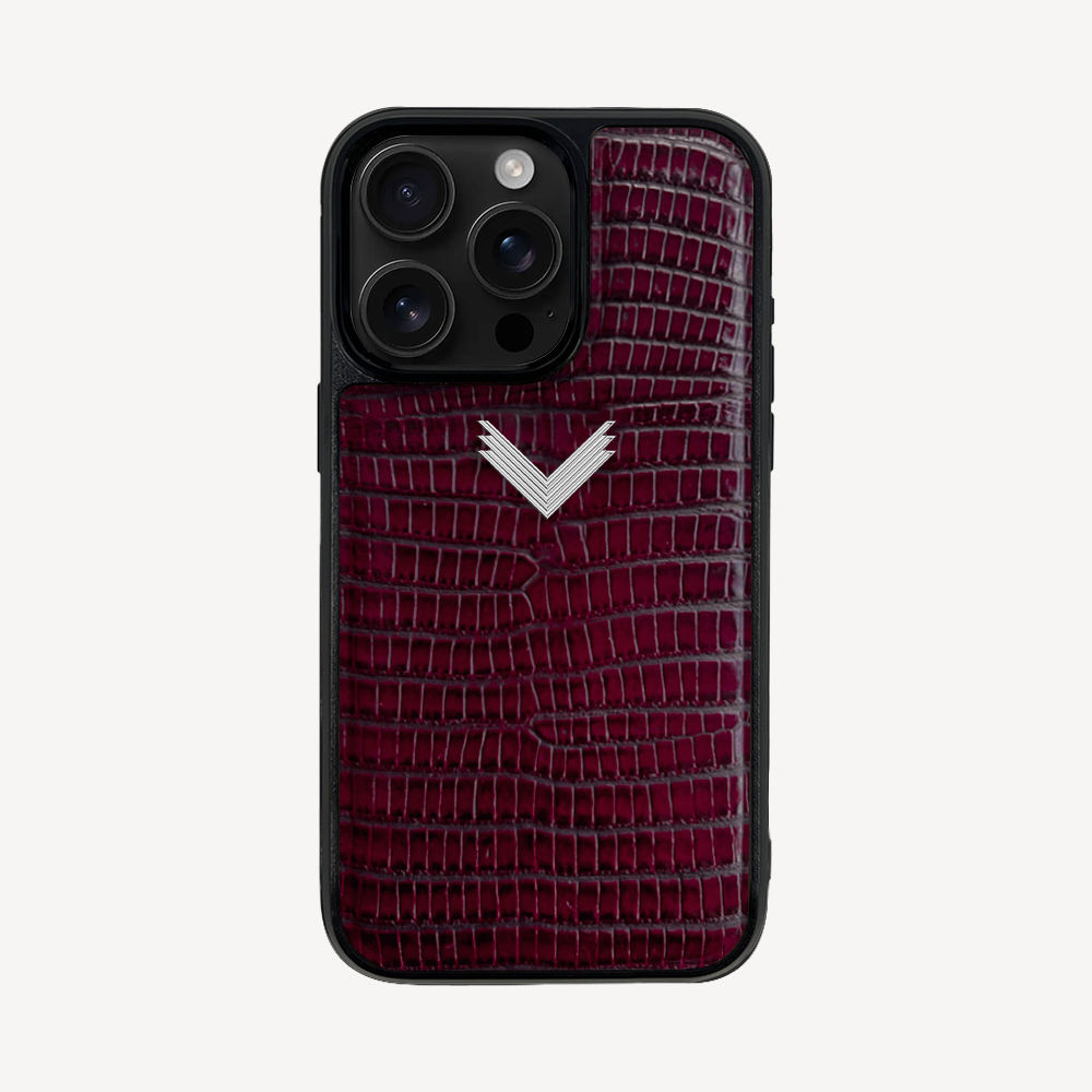 iPhone 16 Pro Phone Case, Calf Leather, Lizard Texture