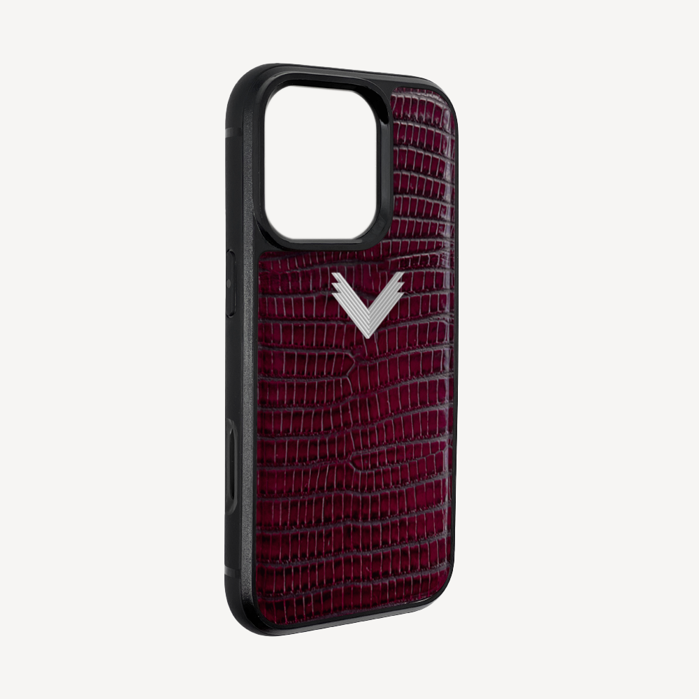 iPhone 16 Pro Phone Case, Calf Leather, Lizard Texture