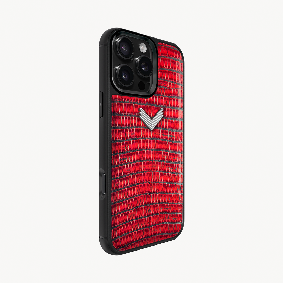 iPhone 16 Pro Phone Case, Calf Leather, Lizard Texture