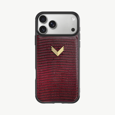 iPhone 17 Pro Max Phone Case, Calf Leather, Lizard Texture
