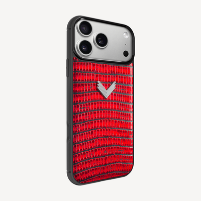 iPhone 17 Pro Max Phone Case, Calf Leather, Lizard Texture