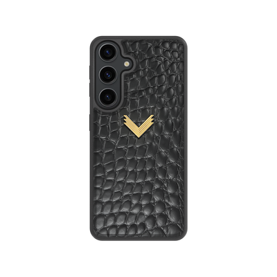 Samsung S25 Phone Case, Calf Leather, Crocodile Texture