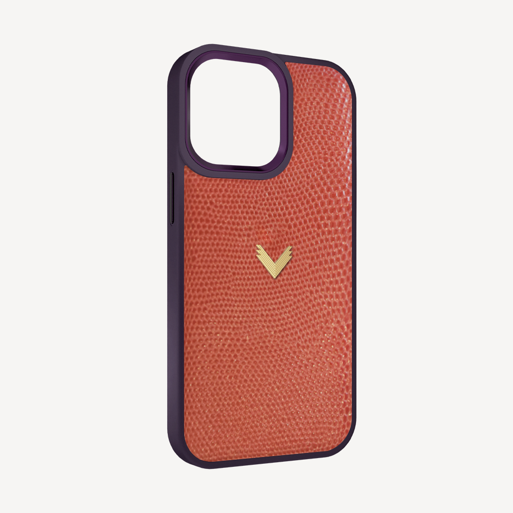 iPhone 13 Pro Phone Case, Calf Leather, Lizard Texture