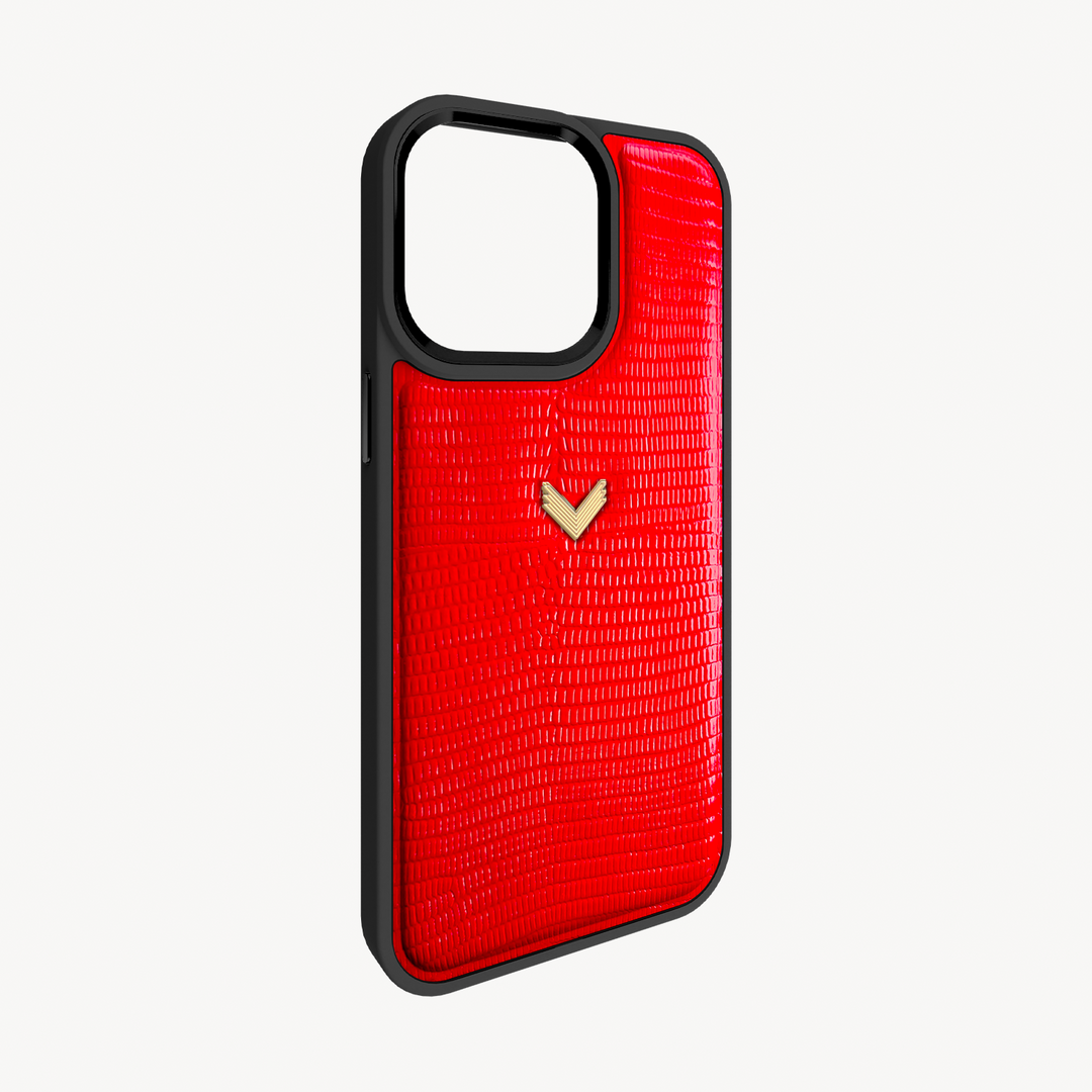 iPhone 14 Pro Phone Case, Calf Leather, Lizard Texture