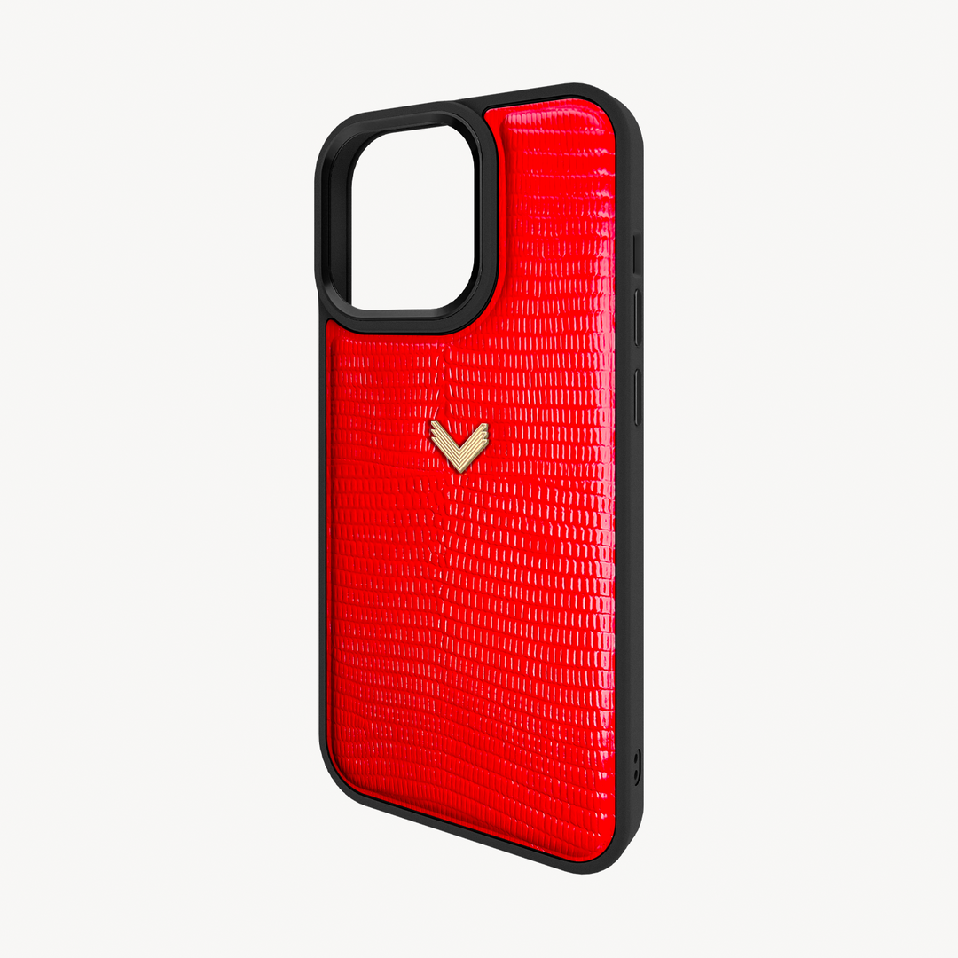 iPhone 14 Pro Phone Case, Calf Leather, Lizard Texture