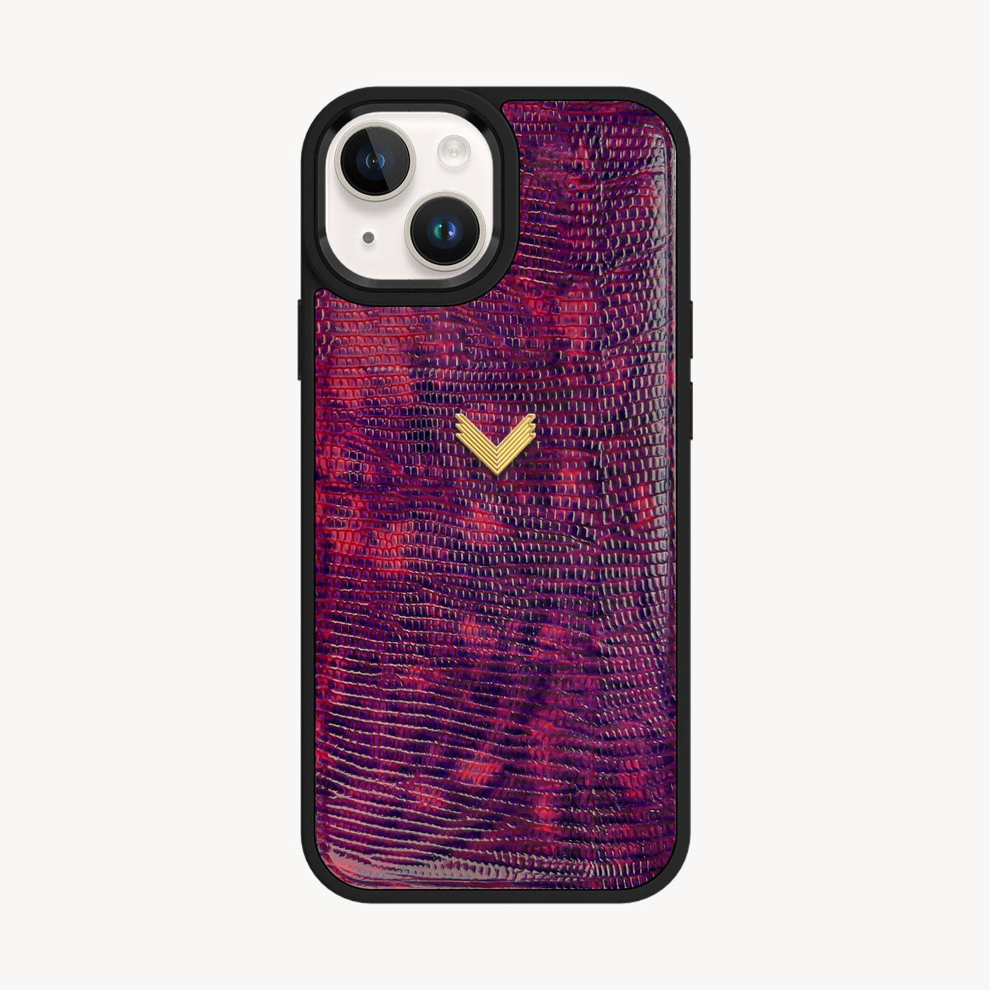 iPhone 14 Phone Case, Calf Leather, Lizard Texture