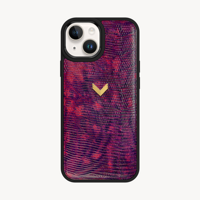 iPhone 14 Phone Case, Calf Leather, Lizard Texture