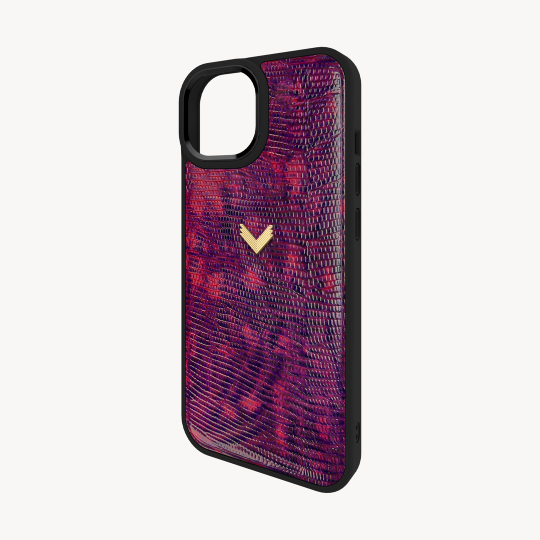 iPhone 14 Plus Phone Case, Calf Leather, Lizard Texture