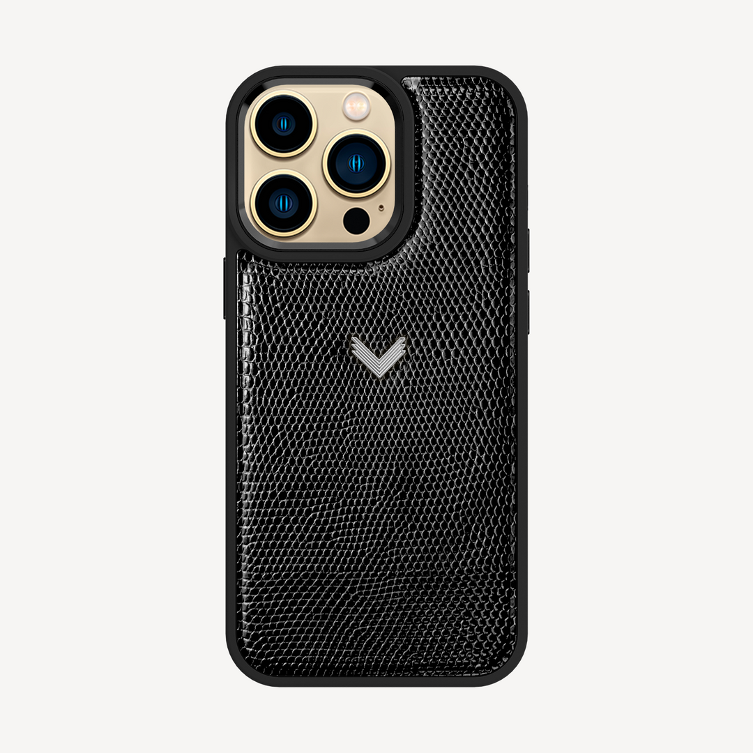 iPhone 14 Pro Phone Case, Calf Leather, Lizard Texture